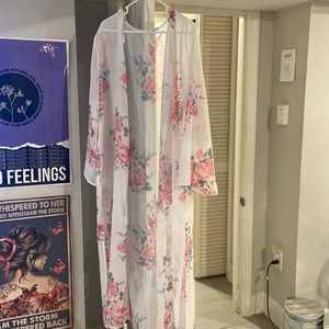 Floral print kimono style cardigan